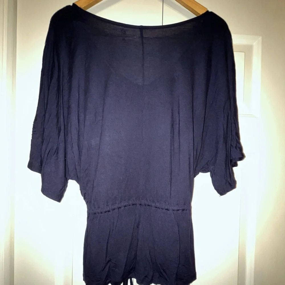 VGUC New York & Company Sequined Blouse - Navy - XL